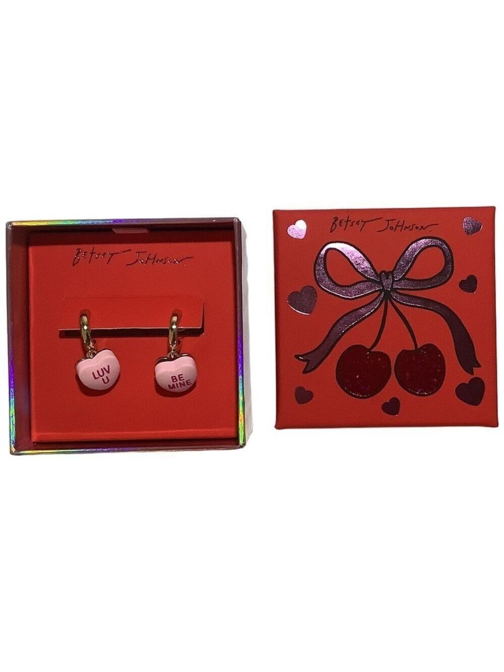Betsey Johnson Sweetheart Mismatched Huggie Earrings New